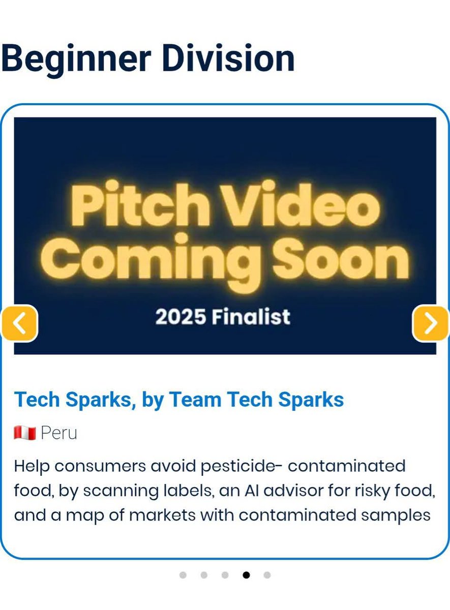 Girls for a change. 
Mi sobrina Gabriela acaba de ganar un premio internacional de Innovacion y Tecnología para niñas. 

Diseñaron una app para detectar si los alimentos que se compran en los mercados tienen pesticidas

Purito ADN innovador y competitivo Ortiz. 

<a href="/technovation/">Technovation</a>