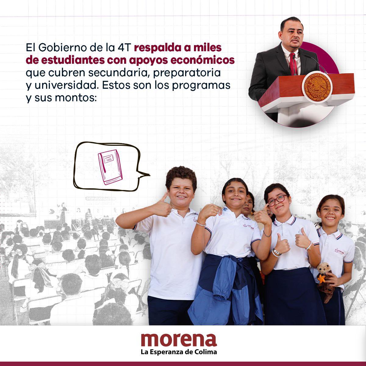En #Colima, con la gestión de nuestra Gobernadora <a href="/indira_vizcaino/">Indira Vizcaíno</a> la educación transforma vidas..
Gracias al <a href="/GobiernoMX/">Gobierno de México</a> que encabeza nuestra Presidenta <a href="/Claudiashein/">Claudia Sheinbaum Pardo</a> , más de 54 mil estudiantes en #Colima reciben becas que les permiten soñar en grande y construir su futuro:

✅