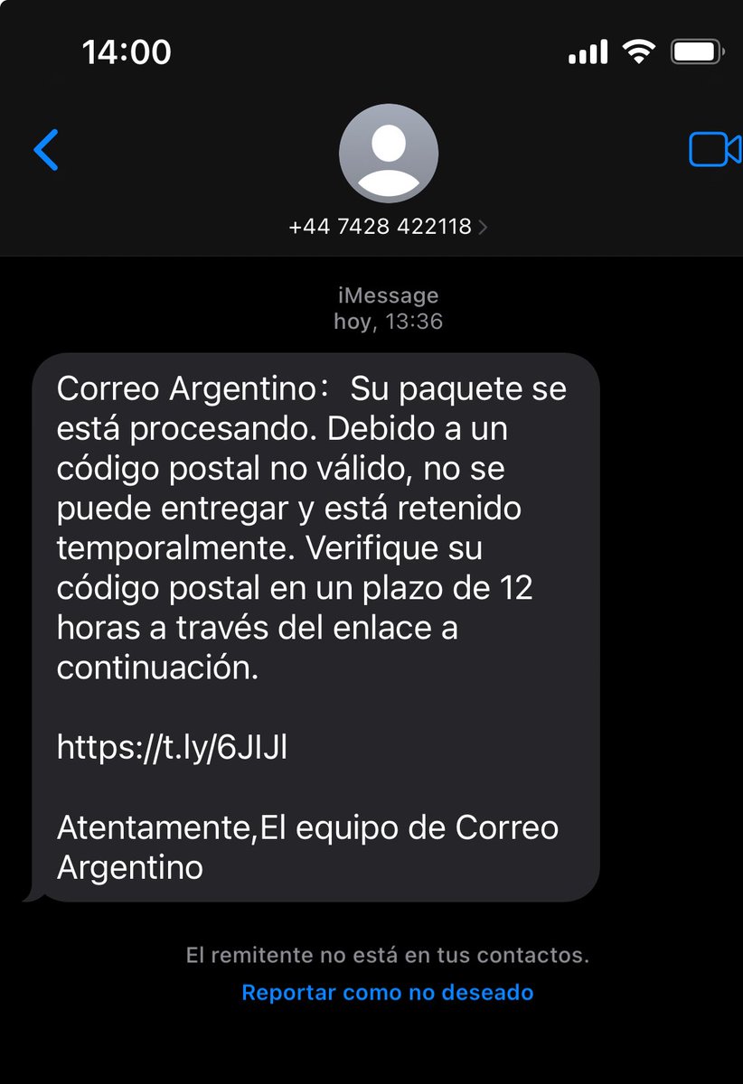 Naty Lesyk (@chicatechie) on Twitter photo Mira como no se cansan de #estafar bajo la misma modalidad: #Falsopaquete con web espejo para hacer #phishingalert <a href="/julitolopez/">Julio Ernesto Lopez</a> Mira como no se cansan de #estafar bajo la misma modalidad: #Falsopaquete con web espejo para hacer #phishingalert <a href="/julitolopez/">Julio Ernesto Lopez</a>