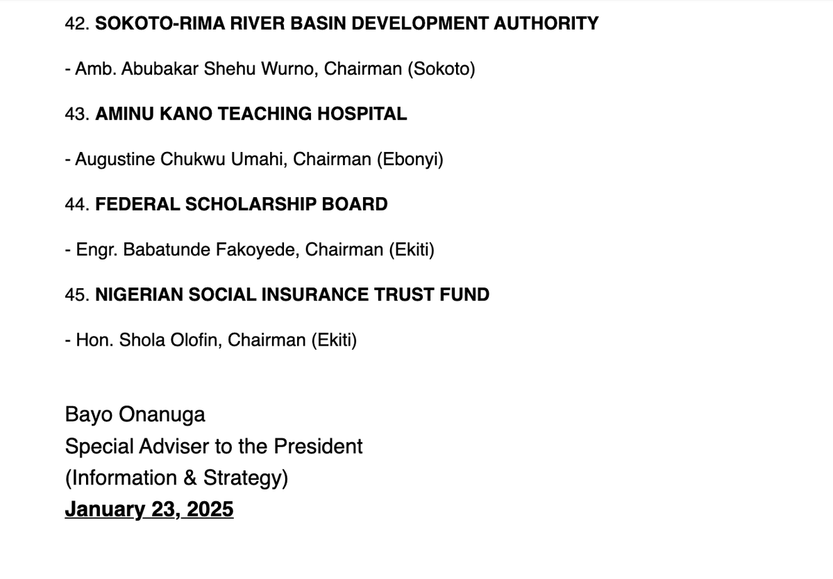 toluogunlesi's tweet photo. Quality of public discourse and information accuracy has dropped below zero. 

This was @NGRPresident press release issued by @aonanuga1956 and dated January 23, 2025, announcing Ganduje's appointment as @FAAN_Official Board Chairman. 

So why all these inaccurate viral headlines? Is it this hard to be diligent with information? Is nobody paying attention to anything? 

What happened today was the inauguration of a Board to which Ganduje was appointed Chair months ago. Not a new appointment in any way.