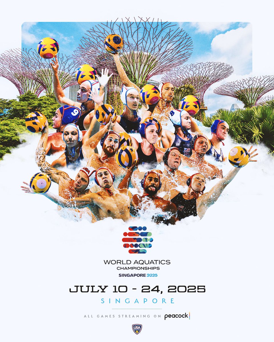 The 2025 <a href="/WorldAquatics/">World Aquatics</a> World Championships are about to begin in Singapore! 

Good luck to the <a href="/TeamUSA/">Team USA</a> Men and Women as they get started this week. Team rosters were announced last week and are available below. Watch every USA match on <a href="/peacock/">Peacock</a>. 

The USA Women start things off