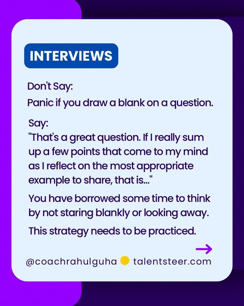 CoachRahulGuha's tweet photo. Most mess up interviews by saying the wrong things💪

Here are 7 things you should never say in interviews (or to your boss)❌

Audit your words before your next big step👌

Found this valuable? DM “Interview Blueprint” to get my prep system✅

 #InterviewTips
#louisvuitton #JAKE https://t.co/II66ydn9UF