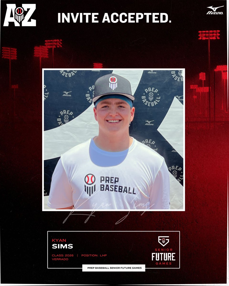 PrepBaseballAZ's tweet photo. 𝐒𝐞𝐧𝐢𝐨𝐫 𝐅𝐮𝐭𝐮𝐫𝐞 𝐆𝐚𝐦𝐞𝐬 | 𝐈𝐧𝐯𝐢𝐭𝐞 𝐀𝐜𝐜𝐞𝐩𝐭𝐞𝐝

‘26 LHP Kyan Sims (@Kyan_Sims21) has accepted his invite to represent #Arizona at the 2025 Senior Future Games.

👤 https://t.co/Y2ejxYRCah

#PBSFG25 https://t.co/PrC1XrZBdG