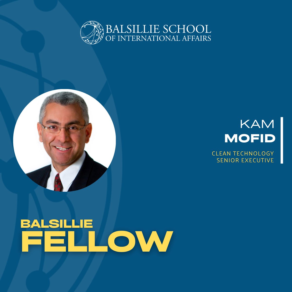 We are honoured to welcome Kam Mofid to the School as a Balsillie Fellow!

Kam has led some of the largest solar companies in the U.S., and pioneered advanced digital solutions for energy asset management on a global scale. 

Learn about his work: balsillieschool.ca/people/kam-mof…