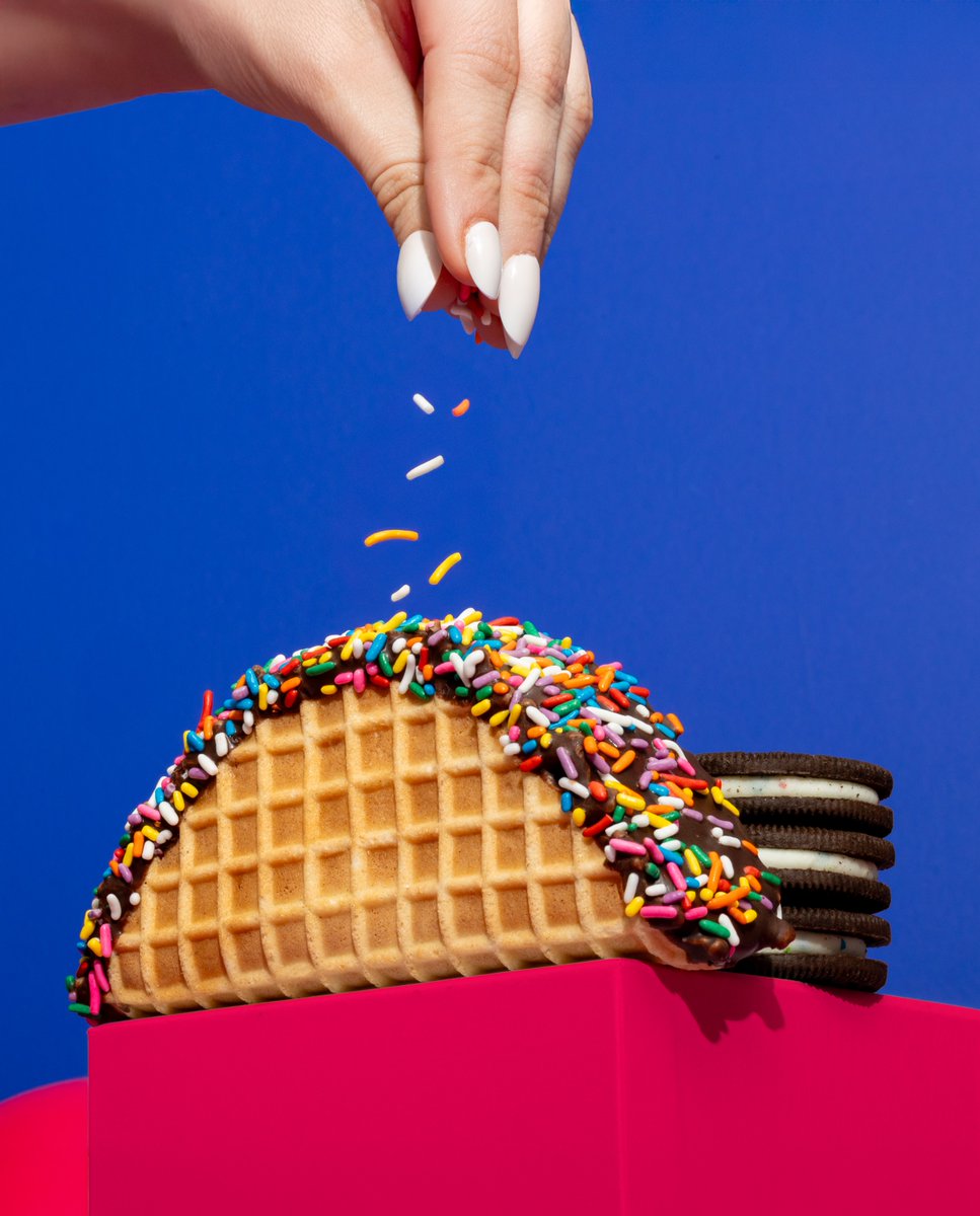 Sprinkle a bit of color to your day with our Birthday Cake OREO® Cookie Ice Cream Taco!🍦🌮🎉 Only here until 7/31. Take a bite before it's gone!✨

OREO and the OREO Wafer Design are trademarks of Mondelēz International group, used with permission.