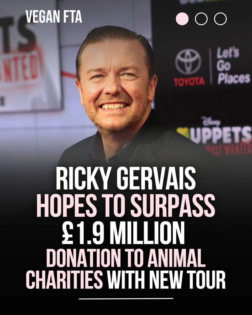 teamveganfta's tweet image. Comedian, actor, and director Ricky Gervais has announced his intention to exceed the remarkable £1.9 million he previously donated to animal charities, using profits from his current stand-up tour, Mortality. 💰🐶

👉 Read more: veganfta.com/news/2025/06/2…

#charity #donation…