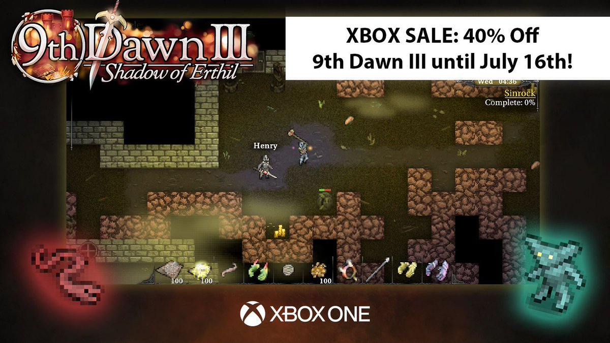 XBOX PLAYERS - we're pleased to announce that 9th Dawn III is available at 40% off until the 16th of July. Explore this massive open-world RPG, battle bloodthirsty monsters, and collect over 1400 unique items. Don't miss out on this limited-time discount!