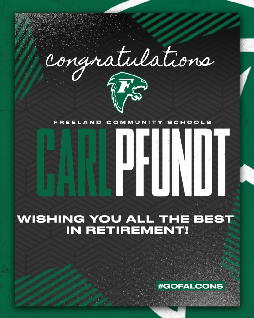It is time to say goodbye to another member of the FCSD team to  retirement. We would like to thank Carl Pfundt for his dedication to our district and wish him all the best in the next chapter of his life. Once a Falcon, always a Falcon! 

#GoFalcons