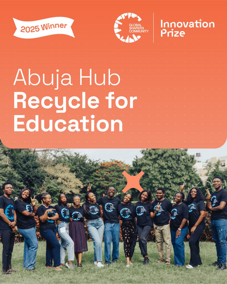 AbujaGSC's tweet image. Our project, Recycle for Education, has been selected as a winner of the 2025 Global Shapers Innovation Prize! We will be tackling two challenges: plastic pollution and the severe education gap, especially among displaced young people. 🎉✨
#InnovationPrize2025 #NextGenNow