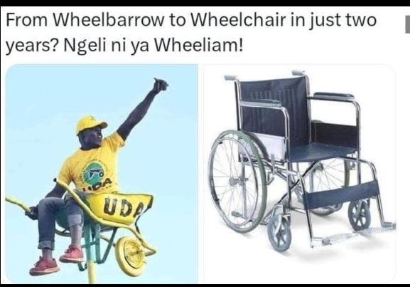 MallyQdavies's tweet photo. Wheeliam it is. Ameamua tukue viwete. Ni kama ako na tender ya wheelchairs from china. This guy always has monetary thinking in every aspect
#wantam 
#RutoMustGoNow 
#WeAreAllKikuyus https://t.co/YfsdSkMEqu