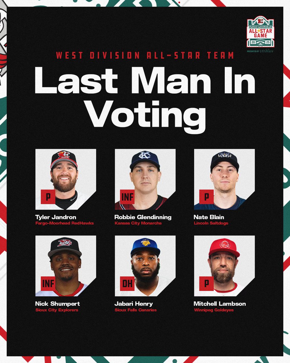 There's one spot left on the East and West Division rosters, and it is up to you to decide who gets it 🫵 

Vote for the Last Man In 🗳️: aabaseball.com/last-man-in/