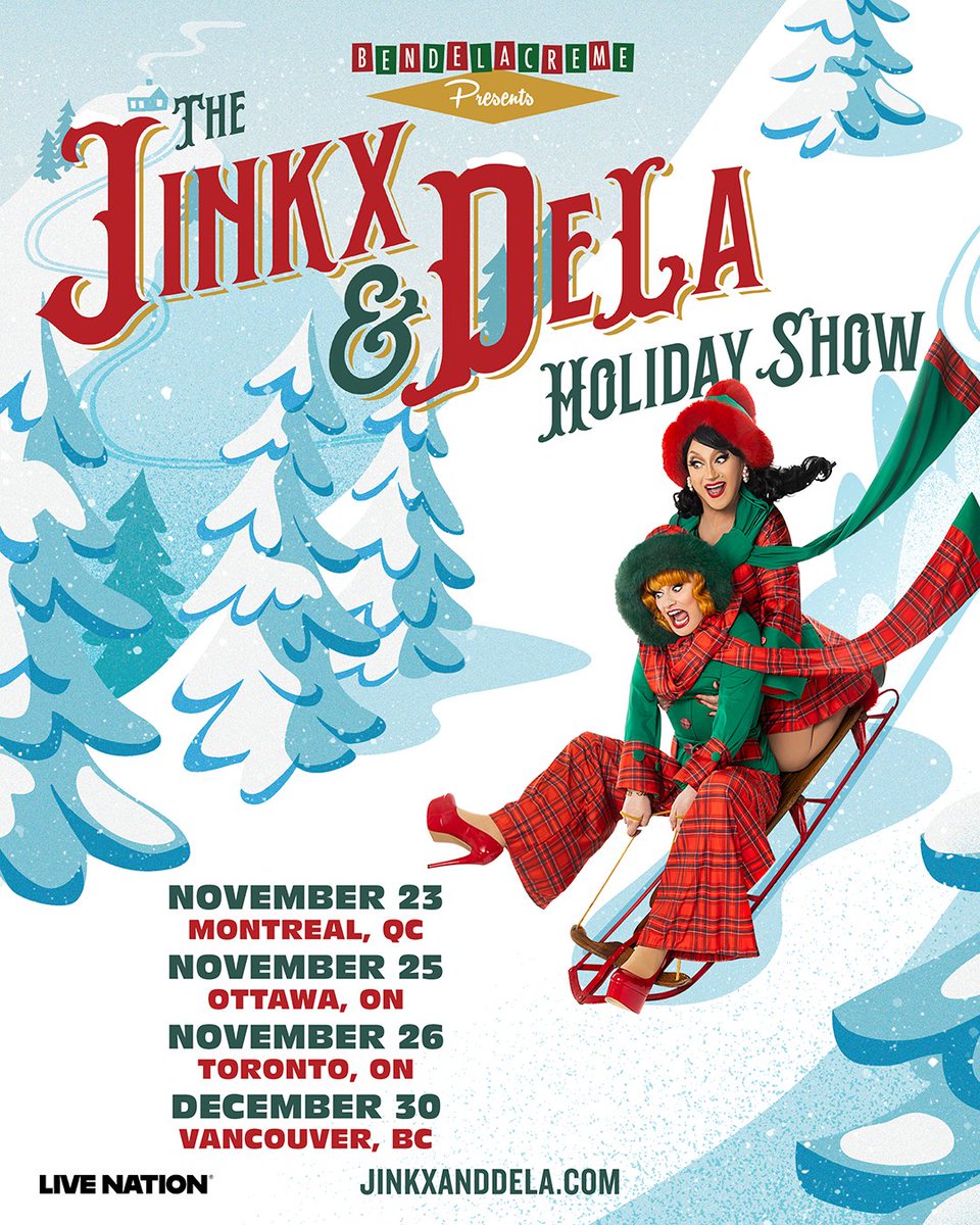 Live Nation Ontario (@livenationon) on Twitter photo The Jinkx & DeLa Holiday Show starring @BenDeLaCreme <a href="/JinkxMonsoon/">Jinkx Monsoon</a> comes to Ottawa & Toronto in November 2025 with BRAND NEW over-the-top camp spectacle, heartfelt storytelling, and thrilling dance numbers. Tix & VIP at JinkxAndDeLa.com. On sale 7/11 at 1pm! ๐๏ธ The Jinkx & DeLa Holiday Show starring @BenDeLaCreme <a href="/JinkxMonsoon/">Jinkx Monsoon</a> comes to Ottawa & Toronto in November 2025 with BRAND NEW over-the-top camp spectacle, heartfelt storytelling, and thrilling dance numbers. Tix & VIP at JinkxAndDeLa.com. On sale 7/11 at 1pm! ๐๏ธ