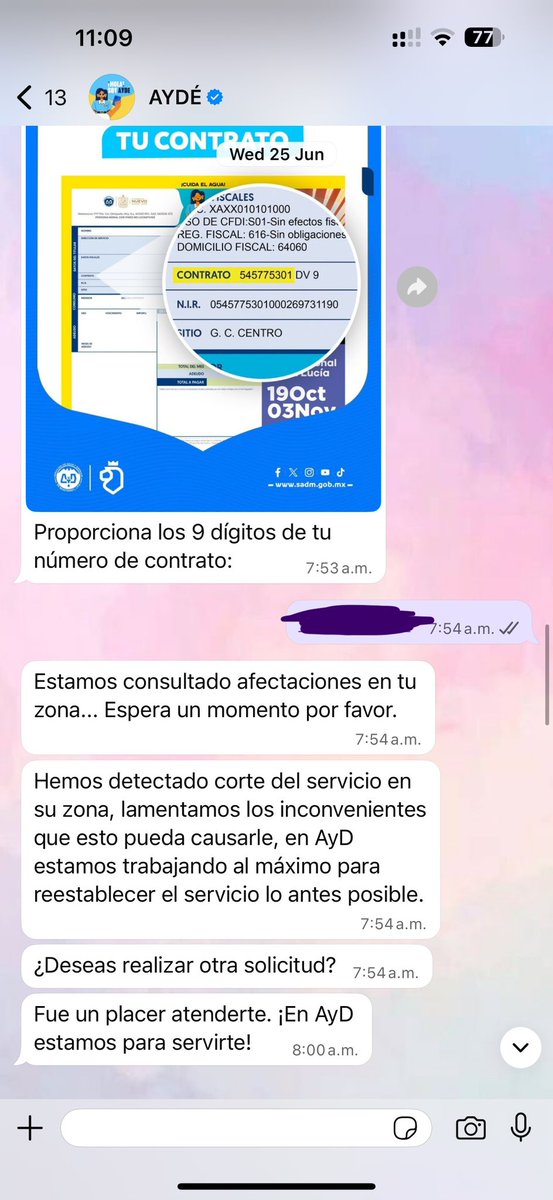 AnaCrisMtz's tweet photo. @ayd_monterrey  mínimo una vez a la semana súper baja presión o corte en Cumbres élite desde hace ya un mes, se reporta y se reporta; pero no comentan porque es. Apenas el lunes hubo corte, hoy baja presión. La semana pasada igual. ¿Qué pasa? Adjunto las respuestas que me dan. https://t.co/i2xk1IRddY