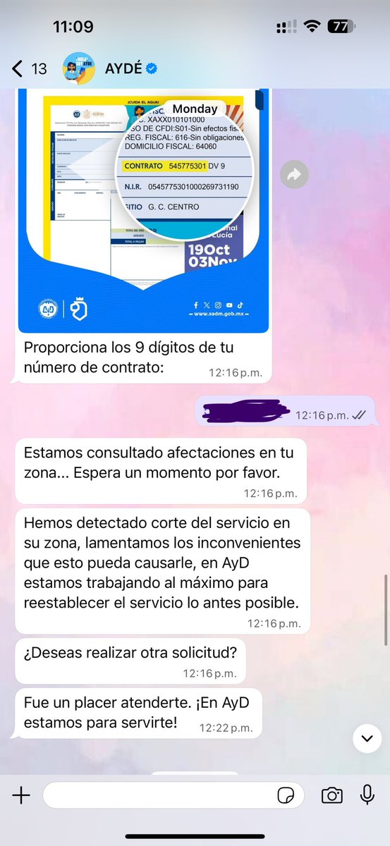 AnaCrisMtz's tweet photo. @ayd_monterrey  mínimo una vez a la semana súper baja presión o corte en Cumbres élite desde hace ya un mes, se reporta y se reporta; pero no comentan porque es. Apenas el lunes hubo corte, hoy baja presión. La semana pasada igual. ¿Qué pasa? Adjunto las respuestas que me dan. https://t.co/i2xk1IRddY