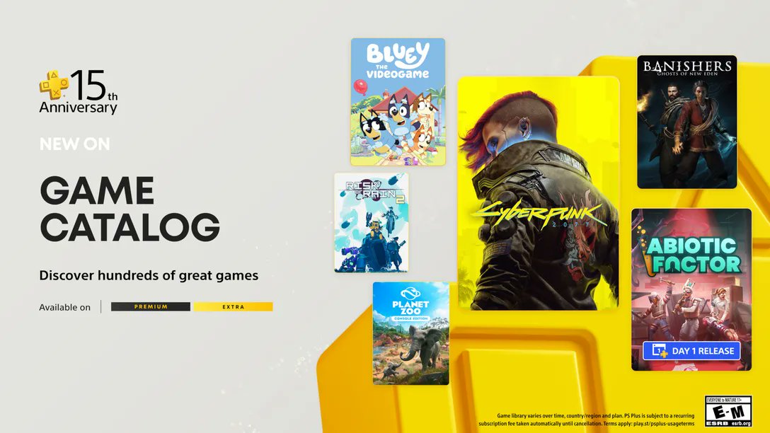 fennelyguy's tweet image. PS+ Catalog games for July have been announced. Cyberpunk will be abailable today, July 9th and Arbiotic Factor on July 22nd. All other games will be available on July 15th.

🏆PS+ Extra
🕹️Cyberpunk 2077 | PS5, PS4
🕹️Abiotic Factor | PS5
🕹️Banishers: Ghosts of New Eden | PS5…