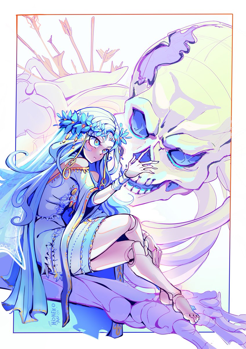 full Revenant piece! She'll be coming to cons with me as a print 💀🩵
#NIGHTREIGN