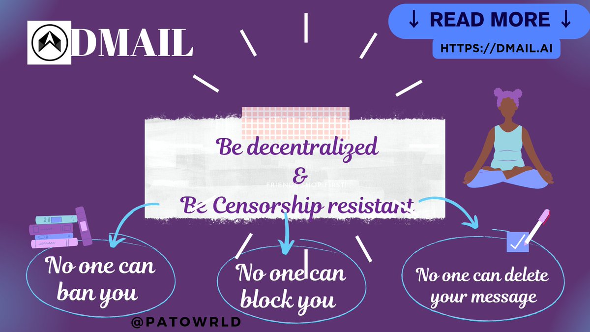 DO YOU WANT TO BE FREE?<a href="/Dmailofficial/">DMAIL.AI</a> Can help you. Centralized email services can censor, block,or delete your messages since they control it. Dmail is decentralized your emails live on the blockchain, so only you can access or remove them. With Dmail, your Freedom is guaranteed