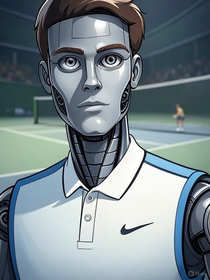 twrpwr27's tweet image. Robot Sinner advances to semis at Wimbledon! Unstoppable precision on the court! #Wimbledon #Sinner #TennisRobot