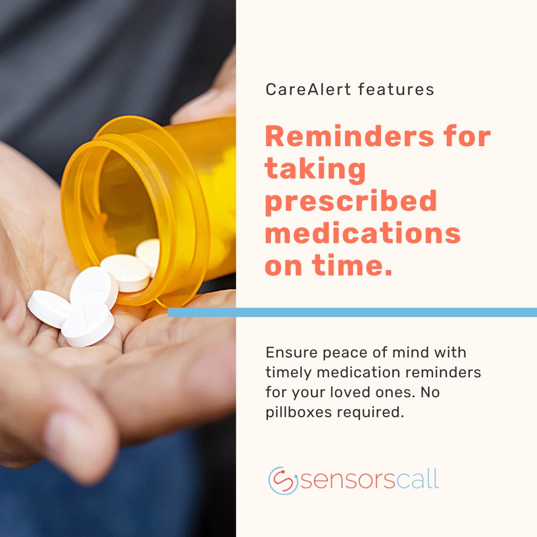 Prioritize medication reminders with SensorsCall for peace of mind. 💊⏰

Ensure timely medication adherence with CareAlert, eliminating the need for pillboxes. Explore more at sensorscall.com.

#SensorsCall #Caregiving #HealthyAging #CareAlert #HealthTech #ElderlyCare