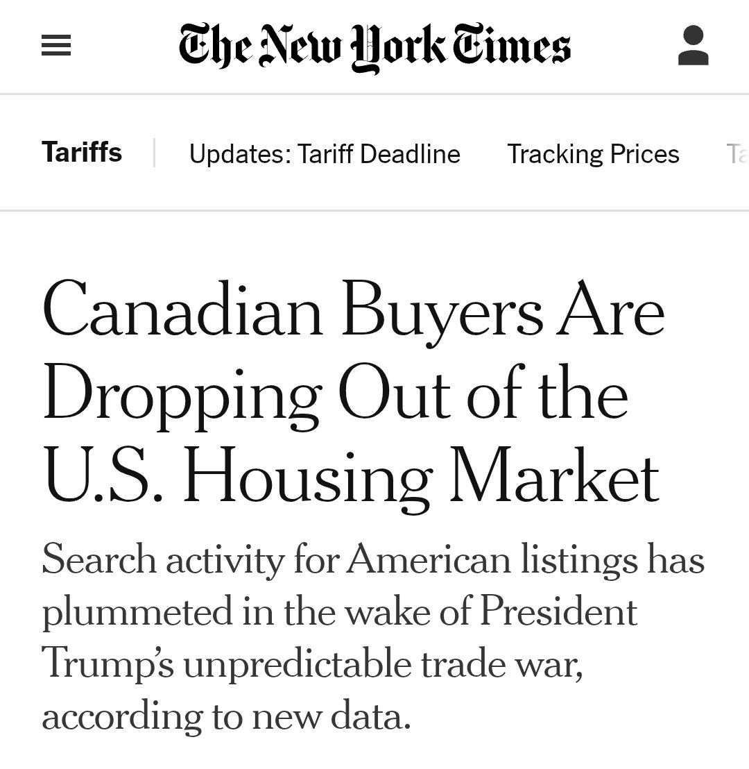 matthenryyoung's tweet image. This belongs in some sort of museum. Inflated housing costs are a nationwide problem and the NYT thinks we should feel bad because fewer Canadians are buying vacation homes in the US?