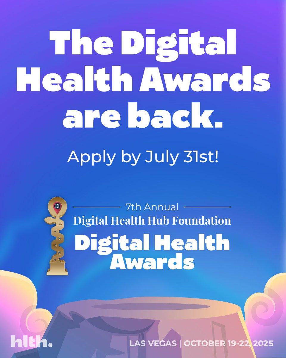 The Digital Health Awards return to #HLTHUSA 2025 and this is your chance to stand among the most impactful innovators in the industry.

⌛️Don't wait, applications close July 31st! hlth.com/2025event/digi…