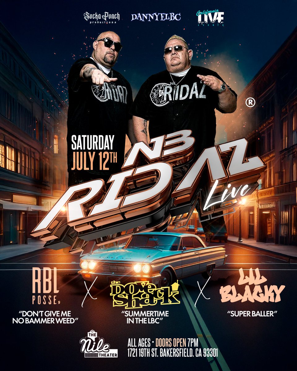 Come See Us This Saturday in Bakersfield, Ca🔥🔥🔥

Night 2: Saturday July 12th
📍Where: The Nile Theatre 
1721 19th St. Bakersfield, Ca 93301

#rblposse #liveperformance #bakersfield #30thanniversary