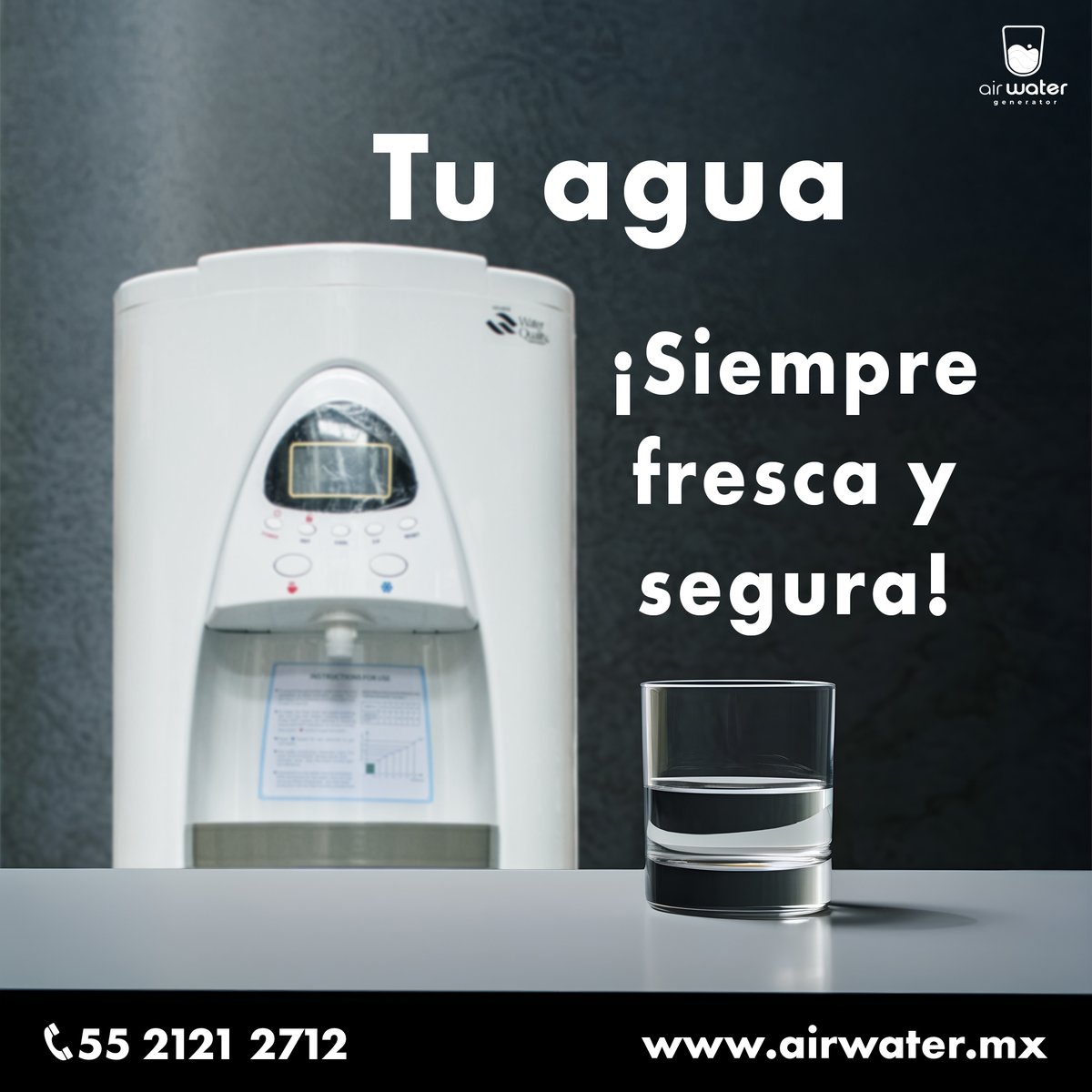Tu agua, siempre fresca y segura.🤩
Sin garrafones, sin plásticos. Solo conéctalo y disfruta. 💧

¡Contáctanos!
🌐 airwater.mx
💧 Tel: (55) 2121 2712
📩 ventas@airwater.mx

#AirWater #AguaDelAire #HidrataciónInteligente #AguaSegura
