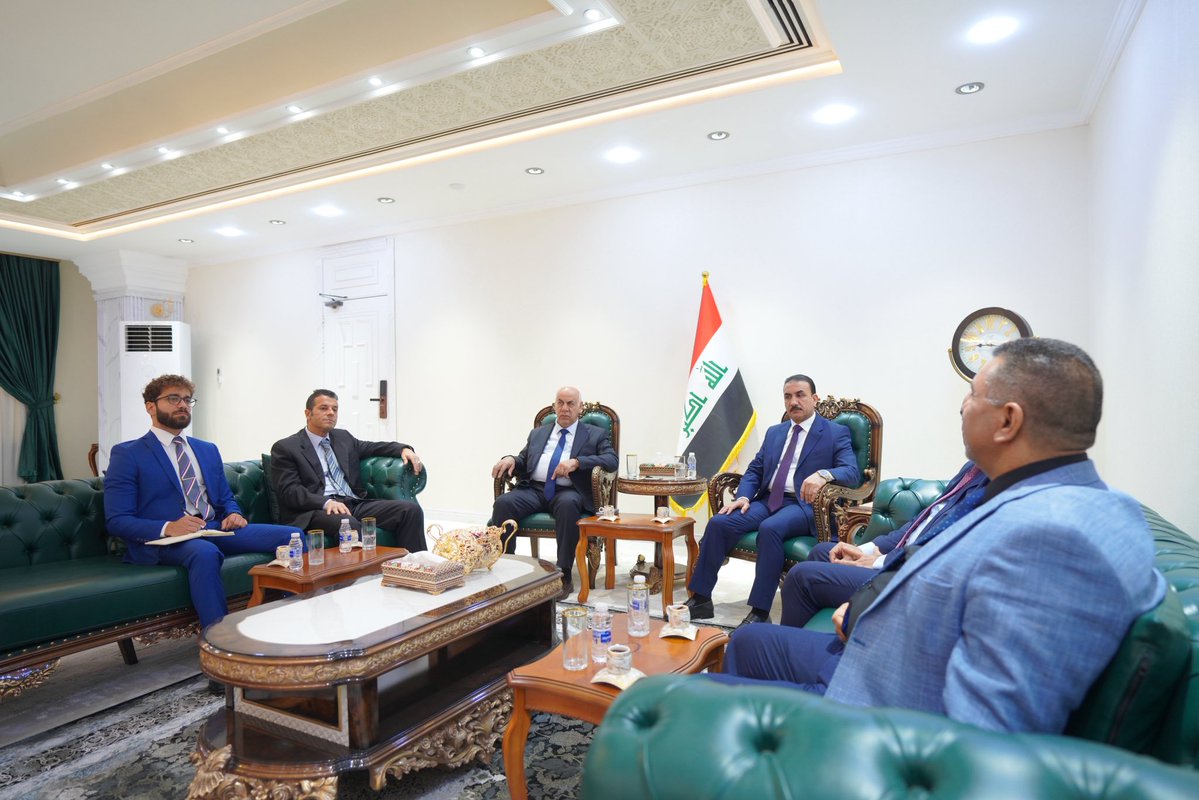 UNESCOIraq's tweet image. UNESCO’s Rep a.i. to Iraq, Dr. Alexandros Makarigakis, met with Iraq’s NATCOM chaired by Minister of Education Dr. Ibrahim Al-Jubouri. They discussed boosting cooperation in education, culture, sciences, heritage protection & sustainability for Iraq’s sustainable future.