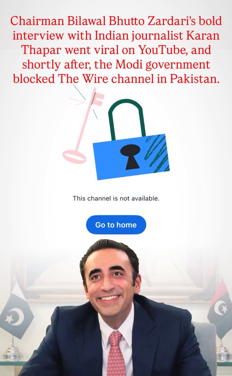 Elsa Zainab Arshad Rashdi (@elsazrashdi) on Twitter photo Chairman <a href="/BBhuttoZardari/">BilawalBhuttoZardari</a> ‘s bold interview with Indian journalist Karan Thapar went viral on YouTube, and shorty after, the Modi government blocked The Wore channel in Pakistan.
#BilawalTrueStatesman Jiye Bilawal 💘🔥 Chairman <a href="/BBhuttoZardari/">BilawalBhuttoZardari</a> ‘s bold interview with Indian journalist Karan Thapar went viral on YouTube, and shorty after, the Modi government blocked The Wore channel in Pakistan.
#BilawalTrueStatesman Jiye Bilawal 💘🔥