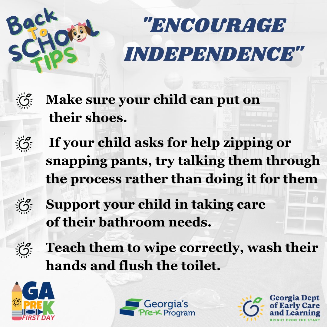 Bright from the Start (@gadeptearlycare) on Twitter photo Here is a tip for a great #GaPreKFirstDay. Follow along with DECAL social media as we give tips for a GREAT #GaPreKFirstDay. #prek #parents #teachers #prekteacher #earlyeducation #Georgia #educate #schooldays #firstdayofschool Here is a tip for a great #GaPreKFirstDay. Follow along with DECAL social media as we give tips for a GREAT #GaPreKFirstDay. #prek #parents #teachers #prekteacher #earlyeducation #Georgia #educate #schooldays #firstdayofschool