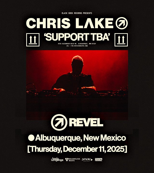 #VIVALERT‼️
CHRIS LAKE: [CHEMISTRY] Album Tour December 11th at Revel

Presale next Wednesday 
Sign up for presale here &gt;&gt; laylo.com/chrislake/chem…

Tickets on sale July 17 at 11AM