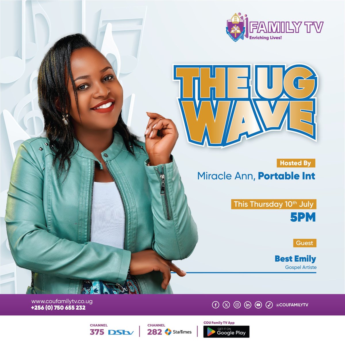 coufamilytv's tweet photo. Can we get a Hallelujah with a side of hype?
@BestEmily5 joins @miracleann8 and Portable International on #UGWave tomorrow at 4PM.
She's dropping all the tea on her Serena Concert happening on the 13th of July. Tune in and you never know you could win a ticket to the concert.
#UGWave #entertainment #GospelMusic #EnrichingLives