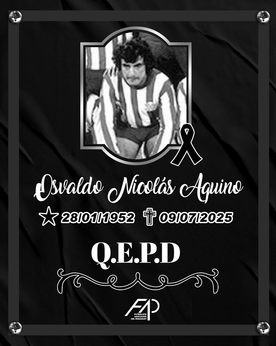 FAParaguay's tweet image. ⚽️ Lamentamos profundamente el fallecimiento de un Pequeño Gigante del Fútbol Paraguayo, Osvaldo Aquino. Tu Actitud y tu Recuerdo seguirá vivamente presente en nuestros corazones.
Q.E.P.D. CAMPEÓN 🙏🏻