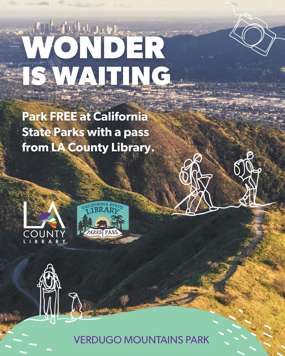 LACDevAuthority's tweet image. Hit the road and visit State Parks for FREE! The @LACountyLibrary has partnered with @CAStateLibrary to provide free vehicle day-use entry to over 200 participating State Parks for library-card holders. Learn more and reserve your pass at LACountyLibrary.org/parks-passes.