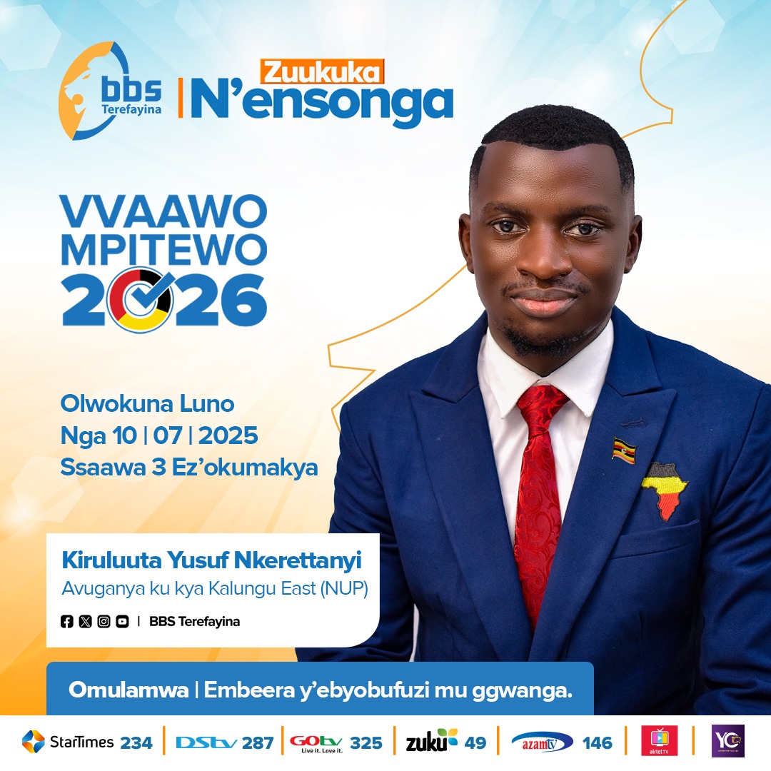 ABDU WA BOBI (@musiimeabdu1) on Twitter photo Sebo Hon <a href="/HonNkeretanyi/">Kiruluuta Yusuf Jr. Nkeretanyi</a> Yusuf Nkerettanyi
Tukulindiridde enkya kumakya ku <a href="/bbstvug/">BBS TEREFAYINA</a> okuwuliliza ebilowoozo byo. Sebo Hon <a href="/HonNkeretanyi/">Kiruluuta Yusuf Jr. Nkeretanyi</a> Yusuf Nkerettanyi
Tukulindiridde enkya kumakya ku <a href="/bbstvug/">BBS TEREFAYINA</a> okuwuliliza ebilowoozo byo.
