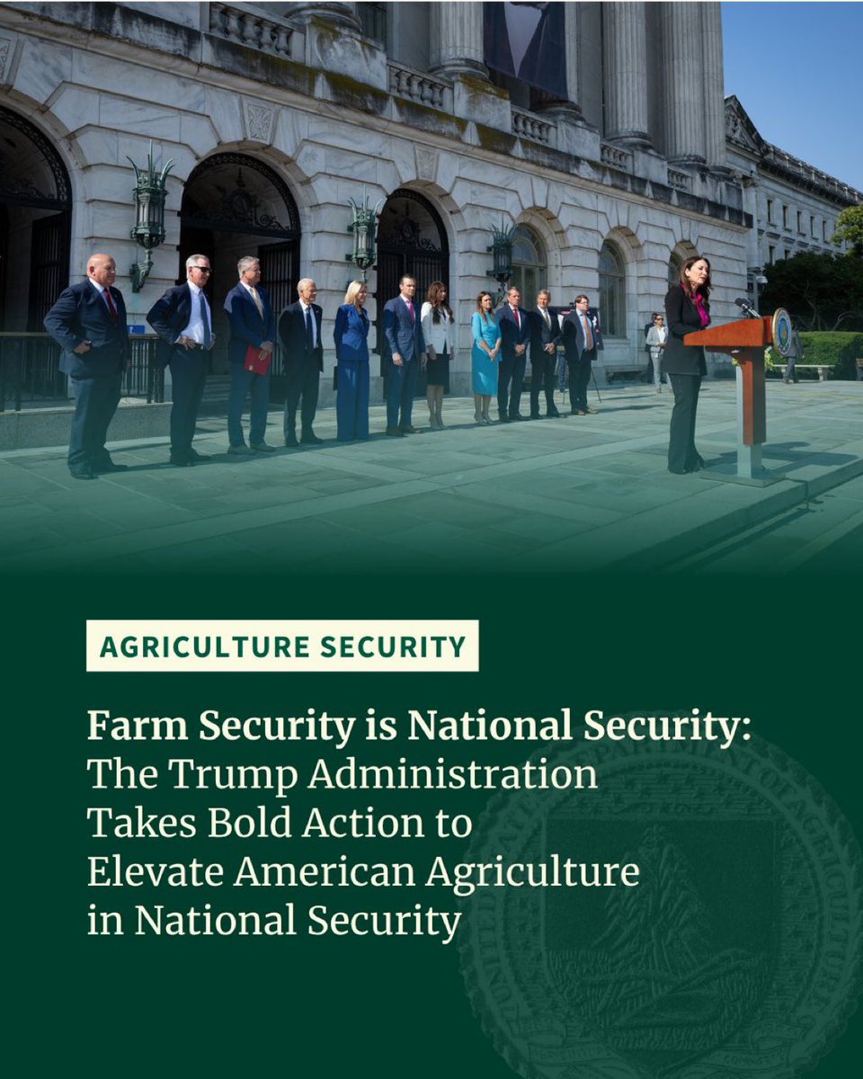 ABD tarım bakanlığı 'Tarımın Yeniden Harika Olmasını Sağla' girişimi kapsamında “Ulusal Çiftlik Güvenliği Eylem Planını” açıkladı.
🔗usda.gov/about-usda/new…