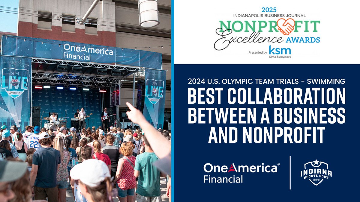 Indiana Sports Corp (@indsportscorp) on Twitter photo We are thrilled to share that Indiana Sports Corp and <a href="/OneAmerica/">OneAmericaFinancial</a> have been recognized with the IBJ Nonprofit Excellence Award for Best Collaboration Between a Business and Nonprofit!
This honor celebrates our extraordinary teamwork on the 2024 U.S. Olympic Team Trials - We are thrilled to share that Indiana Sports Corp and <a href="/OneAmerica/">OneAmericaFinancial</a> have been recognized with the IBJ Nonprofit Excellence Award for Best Collaboration Between a Business and Nonprofit!
This honor celebrates our extraordinary teamwork on the 2024 U.S. Olympic Team Trials -