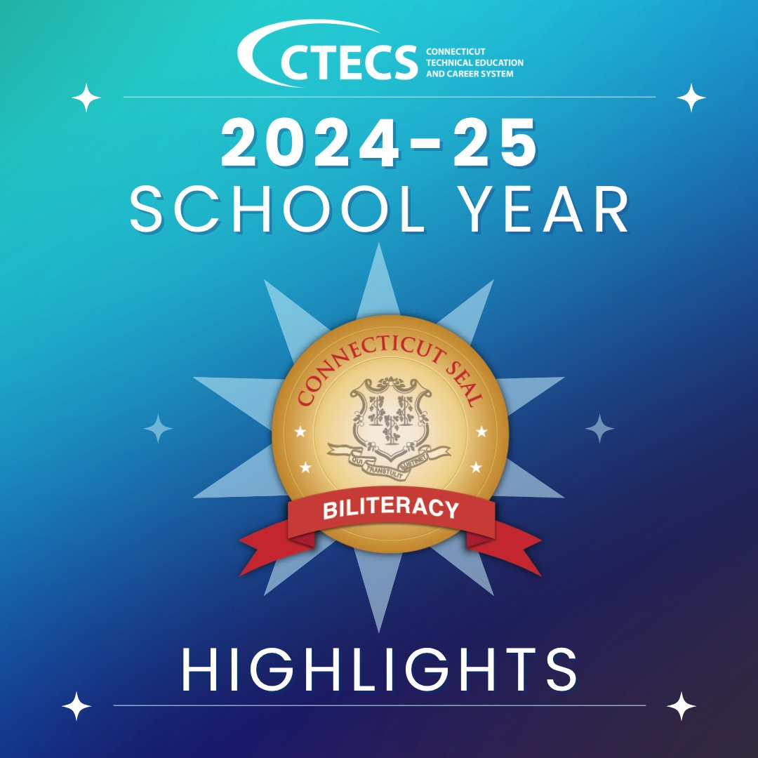 CTTechHS's tweet image. 🌍 Celebrating Multilingual Excellence at CTECS! 🌍

Over 300 students earned the #SealOfBiliteracy of Biliteracy in the 2024-25 school year, joining 1,500+ since 2021. From Spanish to Haitian Creole, they&apos;re entering the workforce with a bilingual edge! 👏🎉