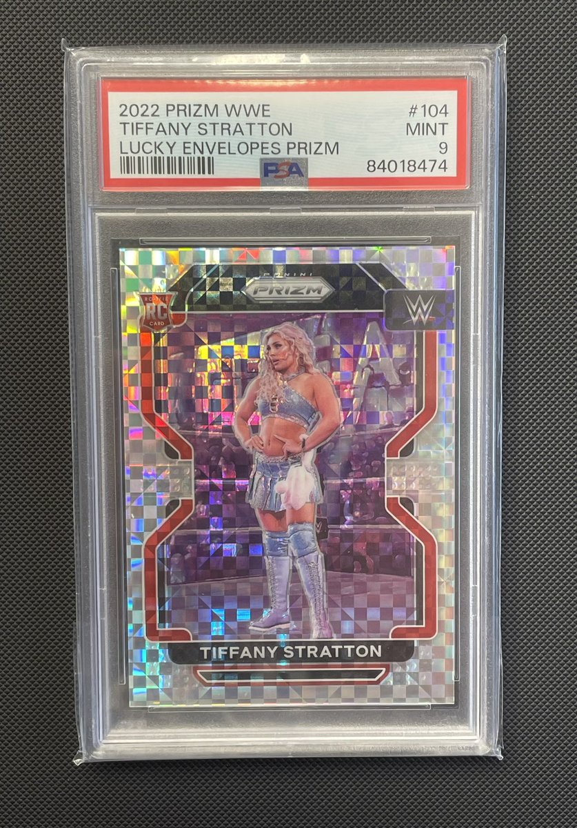 cardsandmoore's tweet photo. @wrestlingcards One of the best Tiffany Stratton cards in the world. 2022 Prizm Lucky Envelops /8 RC #wrestlingcardwednesday https://t.co/pQIIapaPm4
