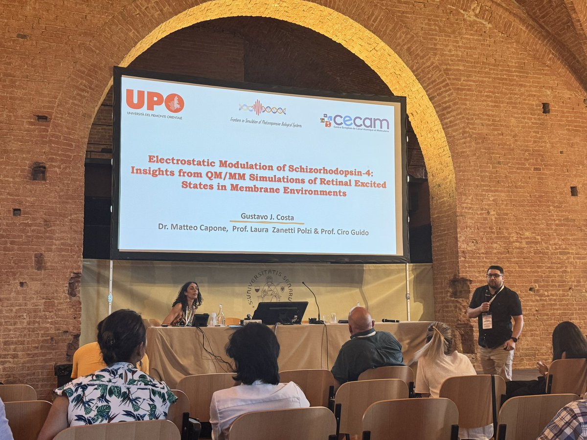 The LIME lab (@thelimelab_) on Twitter photo Our <a href="/CJGustavo19/">Gustavo Juliani Costa</a> presenting results from PRIN2022 project EnvELOP led by <a href="/GuidoTheoChem/">Ciro A. Guido</a> <a href="/UniAvogadro/">UPO - Università</a> during the workshop Frontiers in Simulation of Photoresponsive Biological Systems
cecam.org/workshop-detai… Our <a href="/CJGustavo19/">Gustavo Juliani Costa</a> presenting results from PRIN2022 project EnvELOP led by <a href="/GuidoTheoChem/">Ciro A. Guido</a> <a href="/UniAvogadro/">UPO - Università</a> during the workshop Frontiers in Simulation of Photoresponsive Biological Systems
cecam.org/workshop-detai…