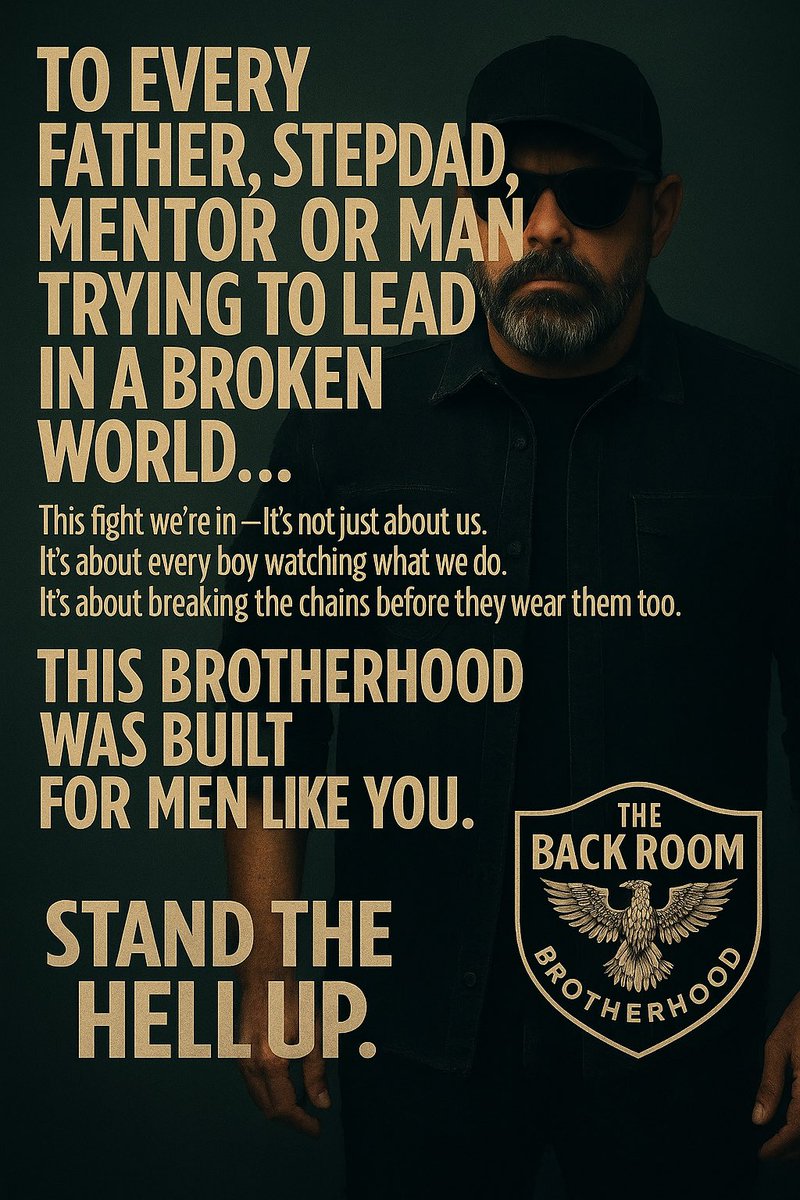 the_stogie's tweet photo. There’s a war in the heart of every man.
Most stay silent.
Most stay stuck.
The Brotherhood?
It’s for the ones ready to lead again.

🔥 Fix yourself first.
⚔️ Then help others do the same.

#BackRoomBrotherhood #ManUp #FixYourselfFirst #MensMentalHealth #LeadLikeAMan https://t.co/YOEl6UDN0H