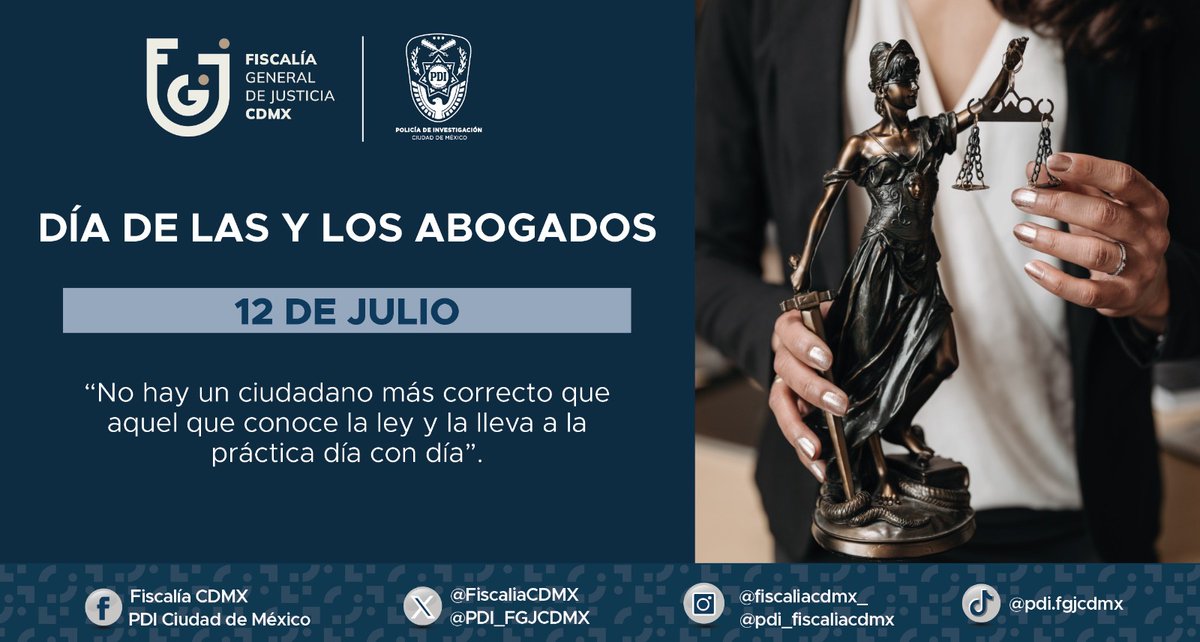 En la #PDI extendemos nuestra felicitación a mujeres y hombres quienes con ética, vocación, esfuerzo y profesionalismo buscan la justicia y defienden los derechos de todas y todos.

¡Feliz día del abogado!

#Justicia
#FelizDíadelAbogado