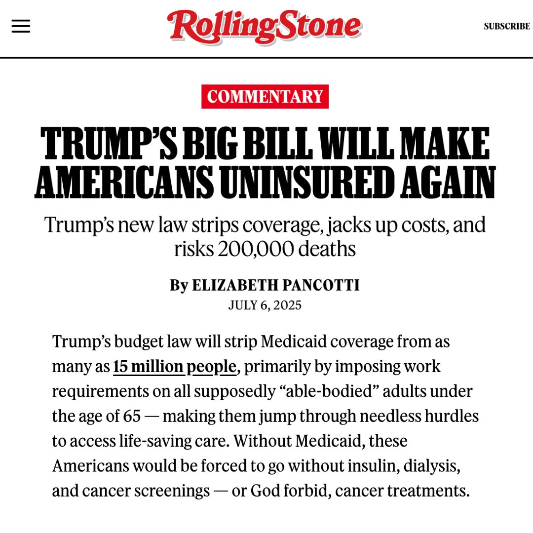HealthEdProject's tweet image. Last week, Congress passed the biggest cuts in Medicaid history: as many as 15 million people will lose access to healthcare and hundreds of rural hospitals and nursing homes are at risk of closure. rollingstone.com/politics/polit…