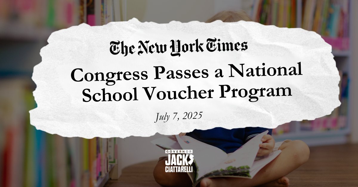 Given the number of NJ students who attend private school, I have long supported a voucher program. The recent federal budget bill includes a first ever national voucher program, which would take effect in 2027. States have to ‘opt in’ to participate. As Governor, I will make