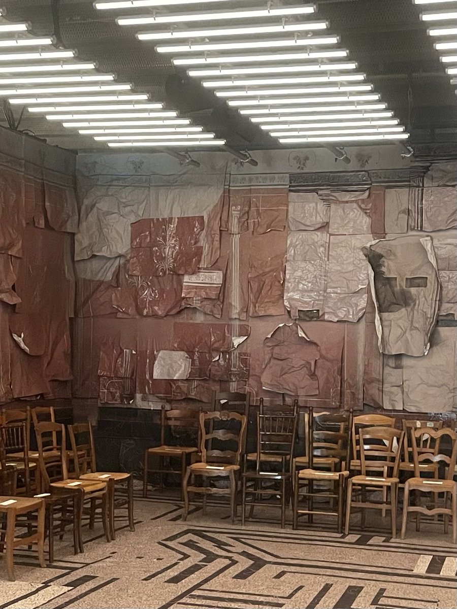 VVFriedman's tweet image. The venue for Glenn Martens’ first Maison Margiela couture show, walks covered in scrap papier mâché. This was also the venue of Martin Margiela’s last show, in 2008.