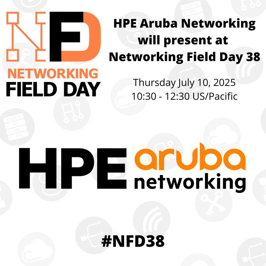 TechFieldDay's tweet image. Tune in tomorrow to see @HPE_Aruba_NETW present at Networking Field Day 38! 🟧 🟩 🔌 

LinkedIn ➡️ buff.ly/suOpsyM 
Techstrong TV ➡️ buff.ly/tEM0qVM 

@TechFieldDay @NetworkingNerd @TheFuturumGroup @HPE #HPEArubaNetworking #NFD38 #Networking #AI