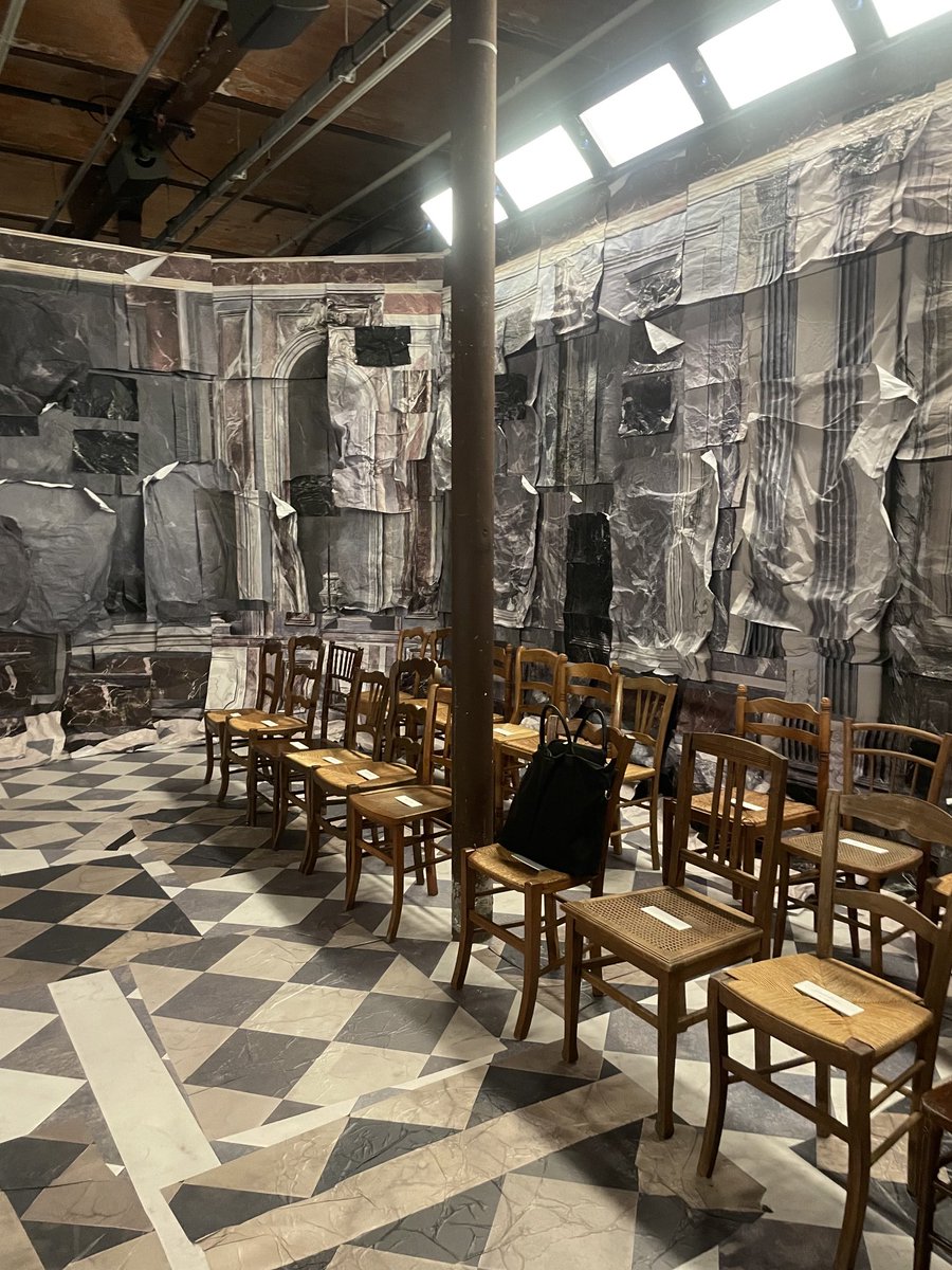 VVFriedman's tweet image. The venue for Glenn Martens’ first Maison Margiela couture show, walks covered in scrap papier mâché. This was also the venue of Martin Margiela’s last show, in 2008.