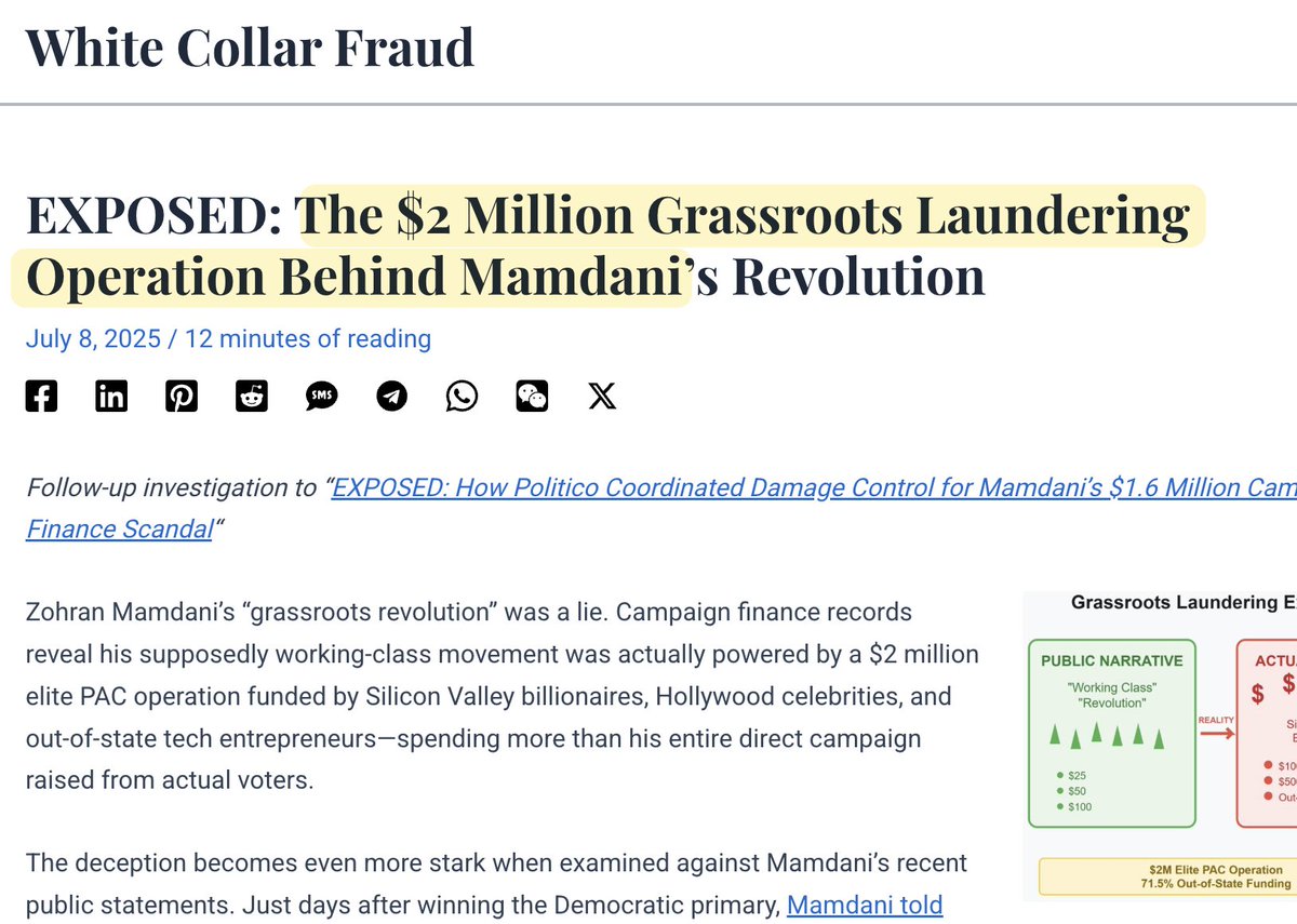72% of Zohran Mamdani’s campaign funding came from out-of-state donors, including *multiple* billionaires.   

So much for “grassroots support” and “no billionaires.” 

This isn't just misleading voters -- it's pure hypocrisy.