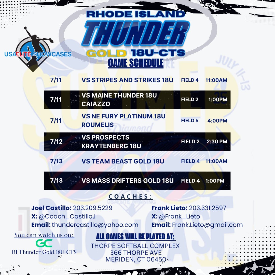 USA Elite Showcase Schedule🔥⬇️
Come check us out‼️

<a href="/Frank_Lieto/">Frank Lieto</a> <a href="/Coach_CastilloJ/">Coach Castillo</a>