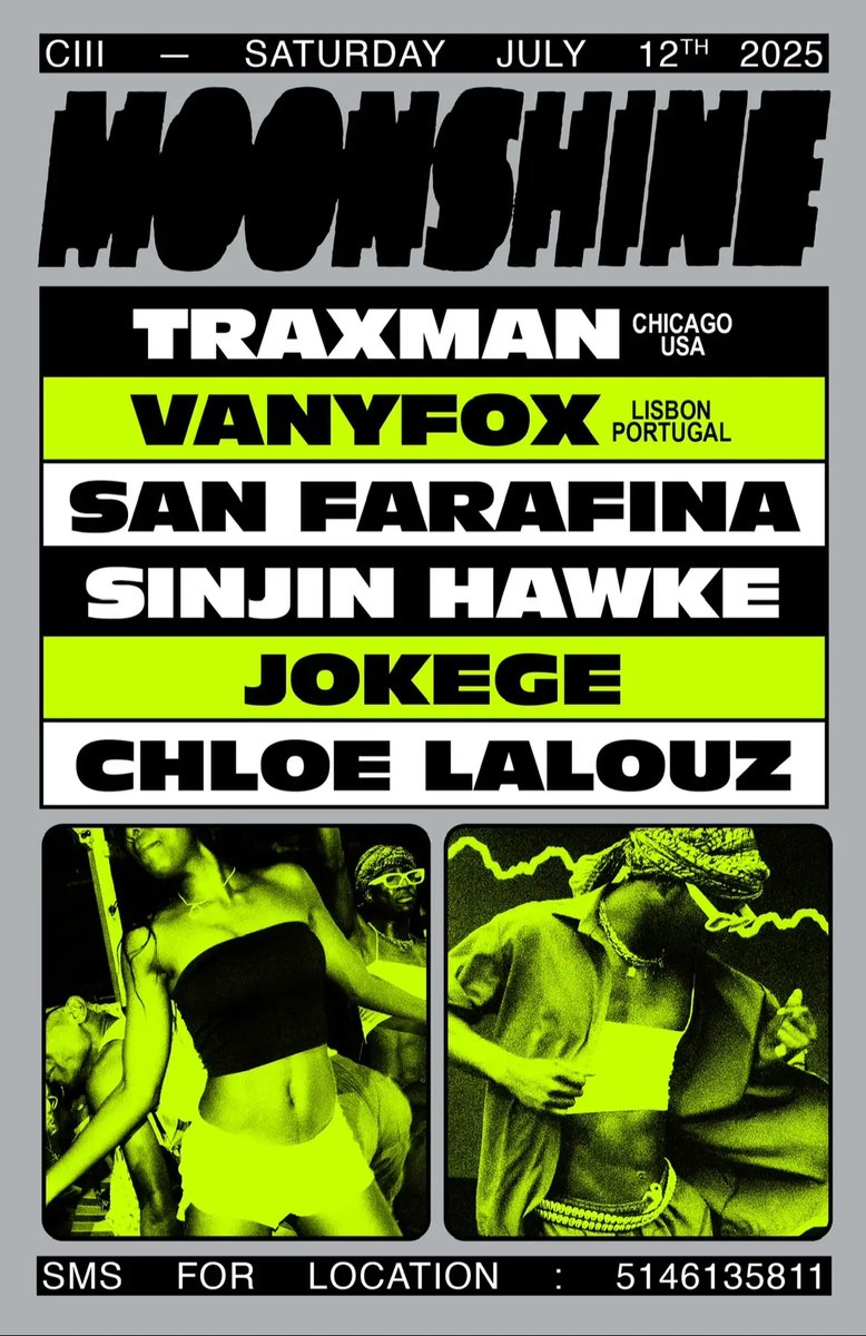 TEKLIFE (@teklife57) on Twitter photo Saturday Montrรฉal with <a href="/TRAXMAN_TEKKDJZ/">TRAXMAN CORKY STRONG</a> <a href="/sinjin_hawke/">sinjin hawke</a> <a href="/moonshinemu/">Moonshine ๐ฆ</a>
SMS FOR LOCATION 514-613-5811 Saturday Montrรฉal with <a href="/TRAXMAN_TEKKDJZ/">TRAXMAN CORKY STRONG</a> <a href="/sinjin_hawke/">sinjin hawke</a> <a href="/moonshinemu/">Moonshine ๐ฆ</a>
SMS FOR LOCATION 514-613-5811